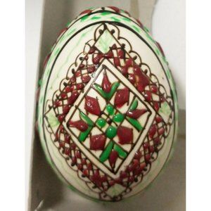 Vintage Romanian Pysanky Hand Painted Real Easter Egg Diamond Multicolor Checks
